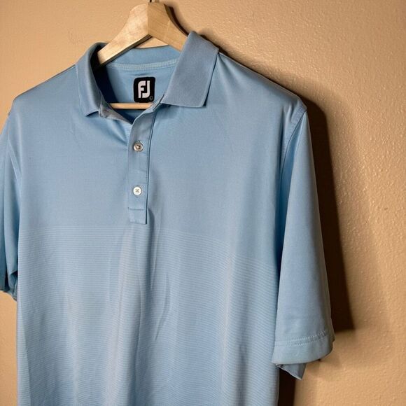 Foot Joy Shirt Mens Large Blue Polo Short Sleeve Striped Golf Performance - Picture 7 of 10